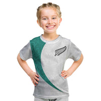 Custom New Zealand Football Kid T Shirt Go All Silver Ferns - Towards World Cup 2026 LT03 White - Polynesian Pride