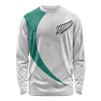 Custom New Zealand Football Long Sleeve Shirt Go All Silver Ferns - Towards World Cup 2026 LT03 Unisex White - Polynesian Pride
