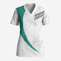 Custom New Zealand Football Scrub Top Go All Silver Ferns - Towards World Cup 2026 LT03 Adult White - Polynesian Pride