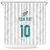 Custom New Zealand Football Shower Curtain Go All Silver Ferns - Towards World Cup 2026 LT03 White - Polynesian Pride