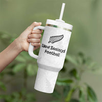 Custom New Zealand Football Tumbler With Handle Go All Silver Ferns - Towards World Cup 2026 LT03 - Polynesian Pride