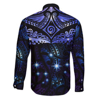 New Zealand Matariki Family Matching Off Shoulder Maxi Dress and Hawaiian Shirt Maori Pattern and Matariki Sky Night LT03 - Polynesian Pride