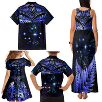 New Zealand Matariki Family Matching Tank Maxi Dress and Hawaiian Shirt Maori Pattern and Matariki Sky Night LT03 - Polynesian Pride