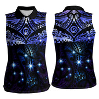 New Zealand Matariki Women Sleeveless Polo Shirt Maori Pattern and Matariki Sky Night LT03 - Polynesian Pride