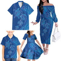 Hawaiian Turtles and Polynesian Art Tattoo Family Matching Off The Shoulder Long Sleeve Dress and Hawaiian Shirt Ocean Abyss LT03 - Polynesian Pride