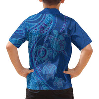 Hawaiian Turtles and Polynesian Art Tattoo Family Matching Puletasi and Hawaiian Shirt Ocean Abyss LT03 - Polynesian Pride