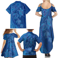 Hawaiian Turtles and Polynesian Art Tattoo Family Matching Summer Maxi Dress and Hawaiian Shirt Ocean Abyss LT03 - Polynesian Pride