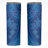 Hawaiian Turtles and Polynesian Art Tattoo Skinny Tumbler Ocean Abyss LT03 Blue - Polynesian Pride