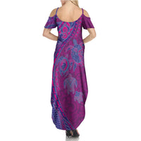 Hawaiian Turtles and Polynesian Art Tattoo Family Matching Summer Maxi Dress and Hawaiian Shirt Cerise LT03 - Polynesian Pride