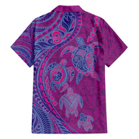 Hawaiian Turtles and Polynesian Art Tattoo Family Matching Tank Maxi Dress and Hawaiian Shirt Cerise