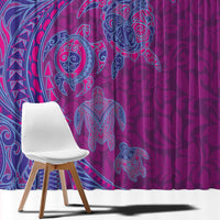 Hawaiian Turtles and Polynesian Art Tattoo Window Curtain Cerise