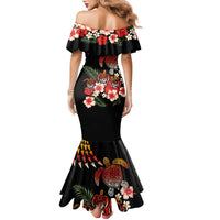 Hawaiian Hibiscus Turtle and Tropical Flower Family Matching Mermaid Dress and Hawaiian Shirt Dynamic Vibe LT03 - Polynesian Pride