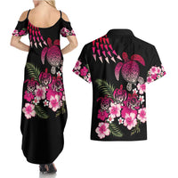 Hawaiian Hibiscus Turtle and Tropical Flower Couples Matching Summer Maxi Dress and Hawaiian Shirt Sweet Vibe LT03 - Polynesian Pride