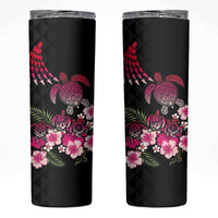 Hawaiian Hibiscus Turtle and Tropical Flower Skinny Tumbler Sweet Vibe LT03 Black - Polynesian Pride
