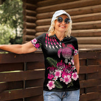 Hawaiian Hibiscus Turtle and Tropical Flower Women Polo Shirt Sweet Vibe LT03 - Polynesian Pride