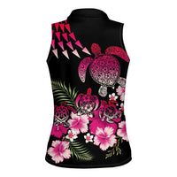 Hawaiian Hibiscus Turtle and Tropical Flower Women Sleeveless Polo Shirt Sweet Vibe LT03 - Polynesian Pride