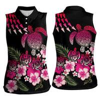 Hawaiian Hibiscus Turtle and Tropical Flower Women Sleeveless Polo Shirt Sweet Vibe LT03 - Polynesian Pride