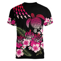Hawaiian Hibiscus Turtle and Tropical Flower Women V-Neck T-Shirt Sweet Vibe LT03 - Polynesian Pride