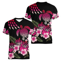 Hawaiian Hibiscus Turtle and Tropical Flower Women V-Neck T-Shirt Sweet Vibe LT03 - Polynesian Pride