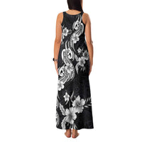 Hawaiian-Polynesian Art Tattoo Family Matching Tank Maxi Dress and Hawaiian Shirt Hibiscus and Plumeria Grayscale LT03 - Polynesian Pride