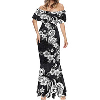 Hawaiian-Polynesian Art Tattoo Mermaid Dress Hibiscus and Plumeria Grayscale LT03 - Polynesian Pride