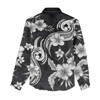 Hawaiian-Polynesian Art Tattoo Women Casual Shirt Hibiscus and Plumeria Grayscale LT03 - Polynesian Pride
