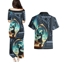 Samoan Siapo Motif and Siva Afi Dance Couples Matching Puletasi and Hawaiian Shirt LT03 - Polynesian Pride