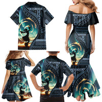 Samoan Siapo Motif and Siva Afi Dance Family Matching Mermaid Dress and Hawaiian Shirt LT03 - Polynesian Pride