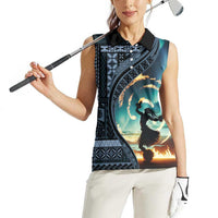 Samoan Siapo Motif and Siva Afi Dance Women Sleeveless Polo Shirt LT03 - Polynesian Pride