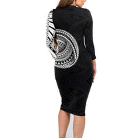 Samoan Art Tattoo Polynesian Pattern Family Matching Long Sleeve Bodycon Dress and Hawaiian Shirt LT03 - Polynesian Pride