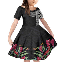 Samoan Art Tattoo Polynesian Pattern Family Matching Mermaid Dress and Hawaiian Shirt LT03 Daughter's Dress Black - Polynesian Pride