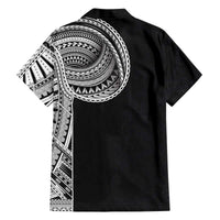 Samoan Art Tattoo Polynesian Pattern Family Matching Off The Shoulder Long Sleeve Dress and Hawaiian Shirt LT03 - Polynesian Pride