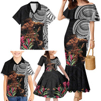 Samoan Warrior Art Tattoo Family Matching Mermaid Dress and Hawaiian Shirt Polynesian Pattern and Teuila LT03 - Polynesian Pride