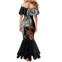 Samoan Warrior Art Tattoo Family Matching Mermaid Dress and Hawaiian Shirt Polynesian Pattern and Teuila LT03 - Polynesian Pride