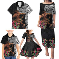Samoan Warrior Art Tattoo Family Matching Puletasi and Hawaiian Shirt Polynesian Pattern and Teuila LT03 - Polynesian Pride