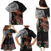 Samoan Warrior Art Tattoo Family Matching Puletasi and Hawaiian Shirt Polynesian Pattern and Teuila LT03 - Polynesian Pride