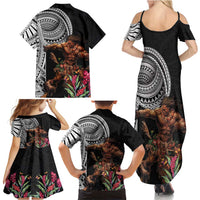 Samoan Warrior Art Tattoo Family Matching Summer Maxi Dress and Hawaiian Shirt Polynesian Pattern and Teuila LT03 - Polynesian Pride