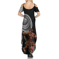 Samoan Warrior Art Tattoo Family Matching Summer Maxi Dress and Hawaiian Shirt Polynesian Pattern and Teuila LT03 - Polynesian Pride