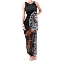 Samoan Warrior Art Tattoo Family Matching Tank Maxi Dress and Hawaiian Shirt Polynesian Pattern and Teuila LT03 Mom's Dress Black - Polynesian Pride