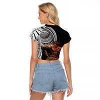 Samoan Warrior Art Tattoo Raglan Cropped T Shirt Polynesian Pattern and Teuila