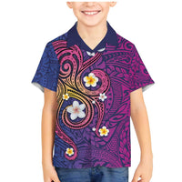Hawaiian Octopus Tattoo and Frangipani Family Matching Mermaid Dress and Hawaiian Shirt LT03 Son's Shirt Purple - Polynesian Pride