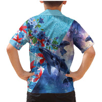 Hawaii Aloha Whales Family Matching Mermaid Dress and Hawaiian Shirt Hibiscus and Whales with Polynesian Pattern LT03 - Polynesian Pride