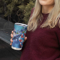 Hawaii Aloha Whales Tumbler Cup Hibiscus and Whales with Polynesian Pattern - Polynesian Pride