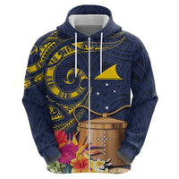 Tokelau Tokehega Day Hoodie Coat of Arms with Polynesian Tattoo and Hibiscus LT03 - Polynesian Pride