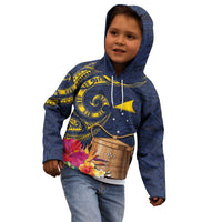 Tokelau Tokehega Day Kid Hoodie Coat of Arms with Polynesian Tattoo and Hibiscus LT03 - Polynesian Pride