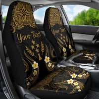 Personalised Kosrae Liberation Day Car Seat Cover Polynesian Tattoo and Plumeria Gold Color LT03 - Polynesian Pride