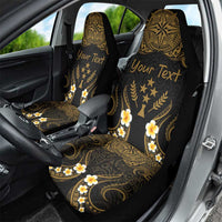 Personalised Kosrae Liberation Day Car Seat Cover Polynesian Tattoo and Plumeria Gold Color LT03 - Polynesian Pride