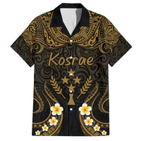 Personalised Kosrae Liberation Day Family Matching Short Sleeve Bodycon Dress and Hawaiian Shirt Polynesian Tattoo and Plumeria Gold Color LT03 Dad's Shirt - Short Sleeve Gold - Polynesian Pride
