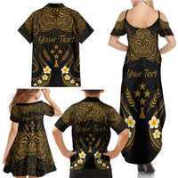 Personalised Kosrae Liberation Day Family Matching Summer Maxi Dress and Hawaiian Shirt Polynesian Tattoo and Plumeria Gold Color LT03 - Polynesian Pride