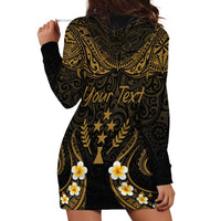 Personalised Kosrae Liberation Day Hoodie Dress Polynesian Tattoo and Plumeria Gold Color LT03 - Polynesian Pride